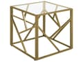 Miniatyrbilde 1 av 7: Sidebord Transparent glassplate Gyllen metallramme Kubus 50 x 50 cm Glam Moderne
