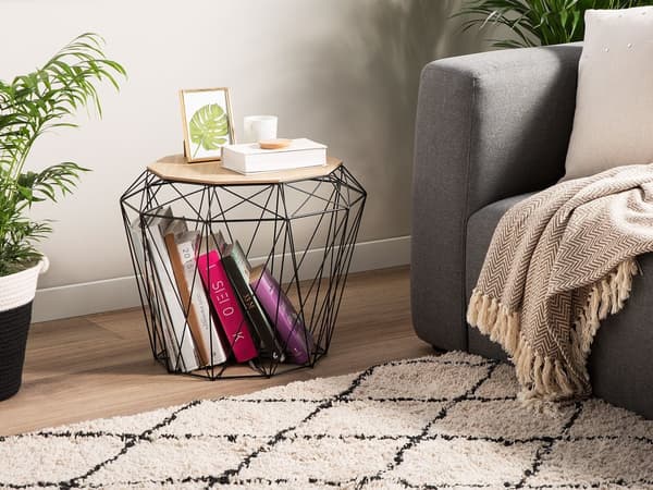 Sidebord Lyst tre Svart Metall Avtakbar topp Geometrisk form Innredning Stue Soverom Moderne Industriell Glamour