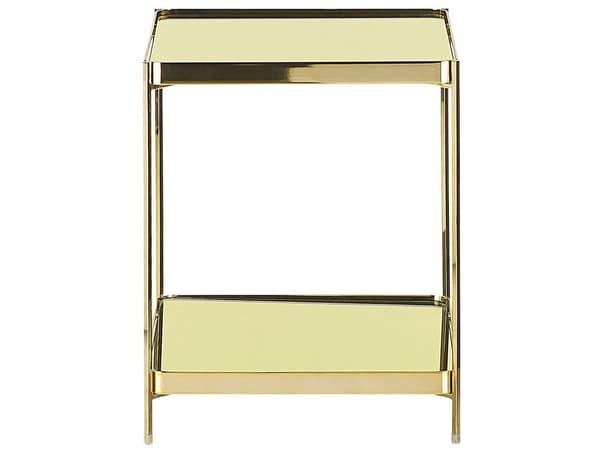 Sidebord Gull Herdet glassplate Metallben 41 x 41 cm Hylle Oppbevaring Blank finish Glamourøs stil Moderne