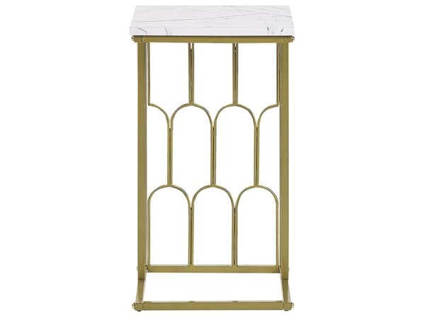 Sidebord Hvit med gullfarget MDF-jern 30 x 30 cm Metallben Firkantet bordplate Moderne Glam Stue