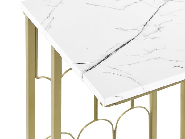 Sidebord Hvit med gullfarget MDF-jern 30 x 30 cm Metallben Firkantet bordplate Moderne Glam Stue