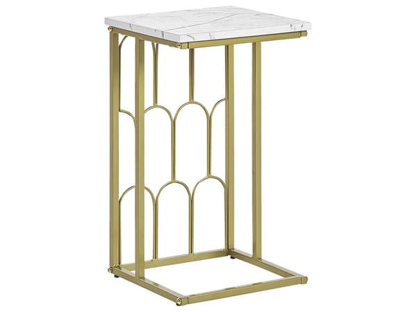 Sidebord Hvit med gullfarget MDF-jern 30 x 30 cm Metallben Firkantet bordplate Moderne Glam Stue