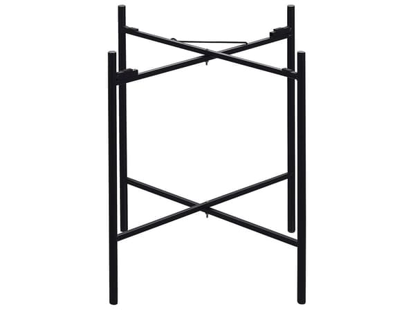 Sidebord Svart Lyst tre Metall Rotting ø 36 cm Dekorativ fletting Avtakbar topp Serveringsbrett Sammenleggbart Småbord