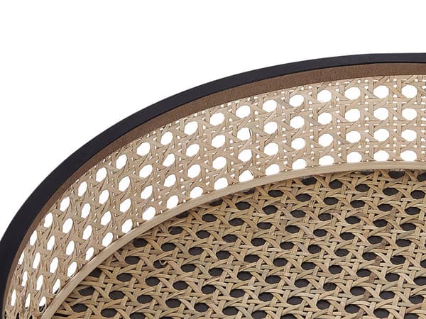 Sidebord Svart Lyst tre Metall Rotting ø 36 cm Dekorativ fletting Avtakbar topp Serveringsbrett Sammenleggbart Småbord