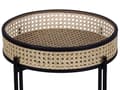 Miniatyrbilde 10 av 10: Sidebord Svart Lyst tre Metall Rotting ø 36 cm Dekorativ fletting Avtakbar topp Serveringsbrett Sammenleggbart Småbord