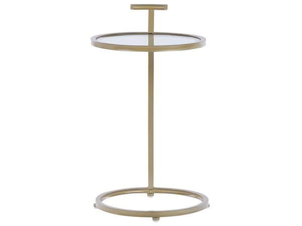 Sidebord Gull 40 cm Jernramme Glass rundplate glamour stue soverom Stuebord