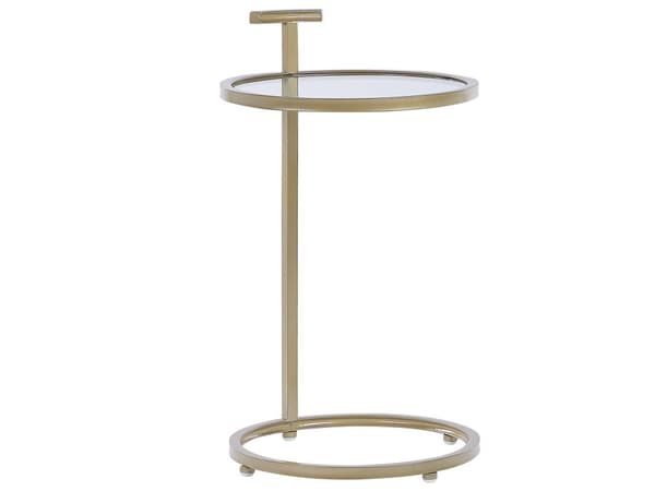 Sidebord Gull 40 cm Jernramme Glass rundplate glamour stue soverom Stuebord