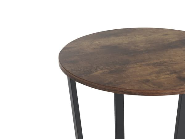 Stuebord Mørkt tre 50 cm MDF Metallben Industriell Rund Stuehylle