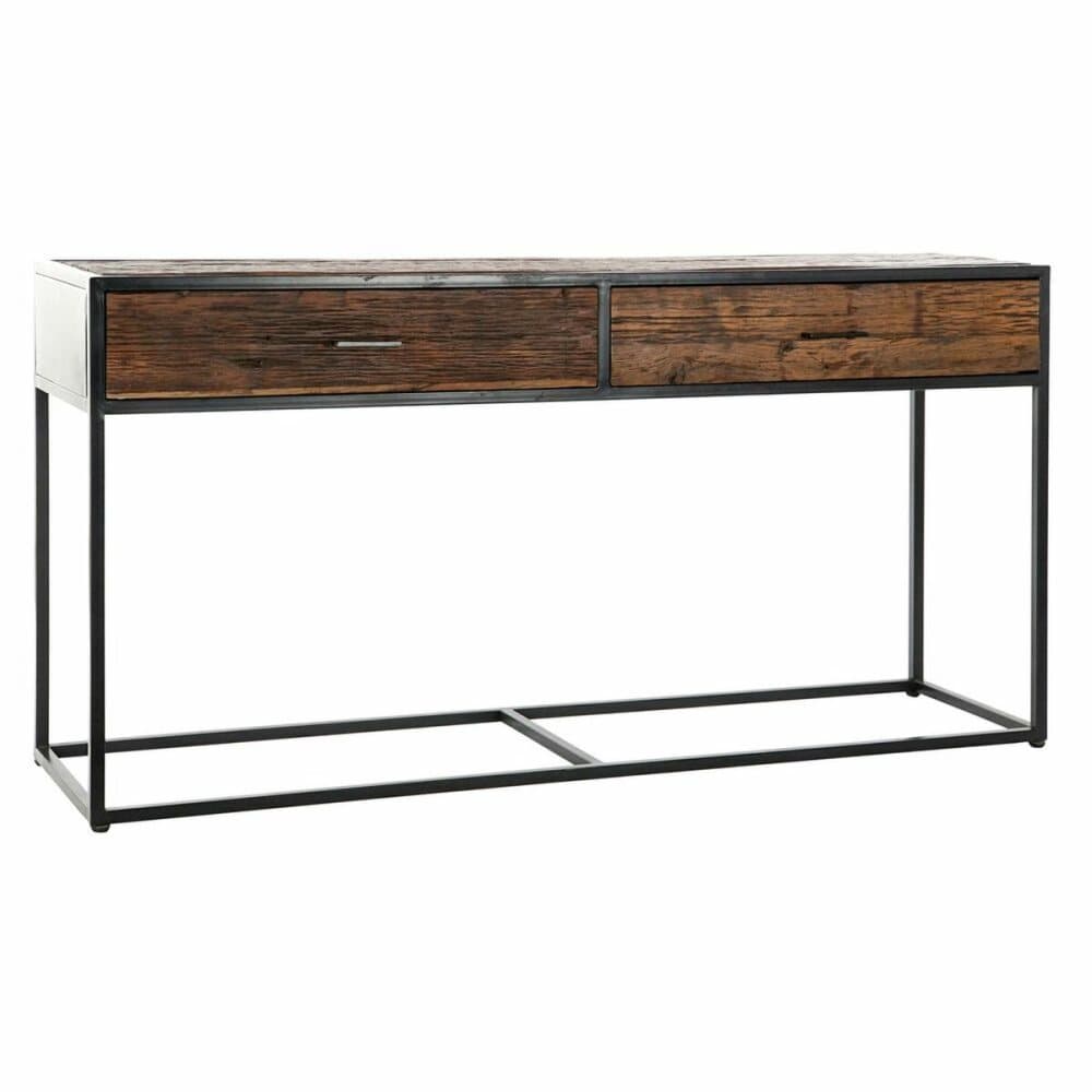 Konsol DKD Home Decor Svart Metall Mangoträ Mörkbrun (150 x 43 x 77 cm)