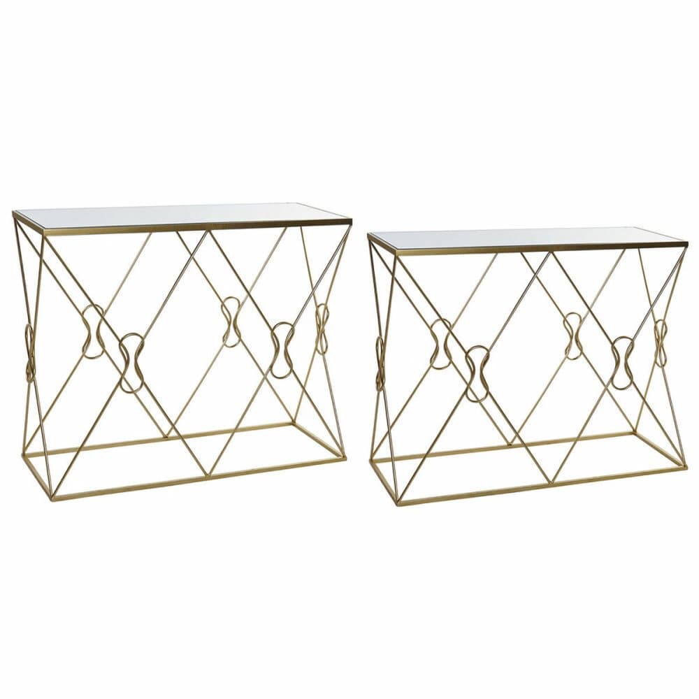 Konsol DKD Home Decor Speglar Gyllene Metall (102 x 36 x 81 cm) (97 x 31 x 76 cm) (2 pcs)