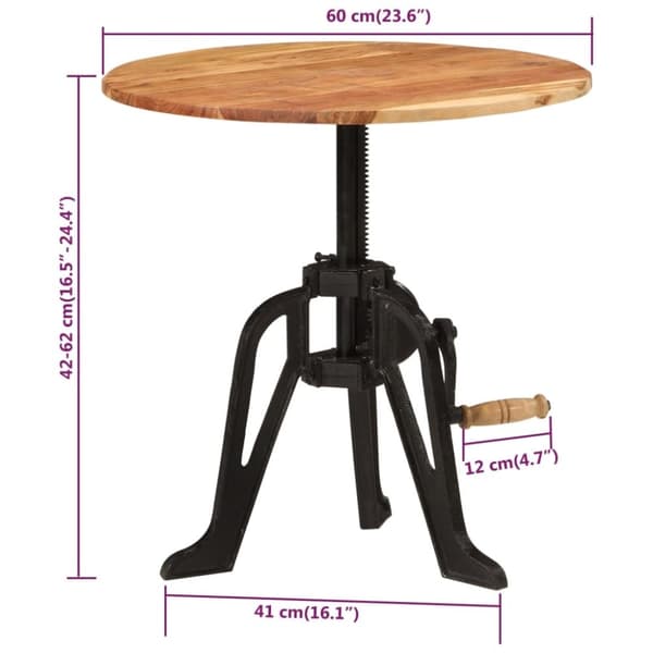 vidaXL Sidebord 60x(42-62) cm heltre akasie og støpejern