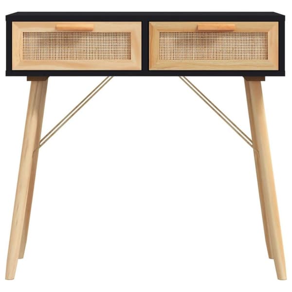 vidaXL Konsollbord svart 80x30x75 cm heltre furu og naturrotting
