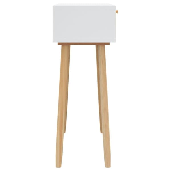vidaXL Konsolbord vit 80x30x75 cm massiv furu och naturlig rotting