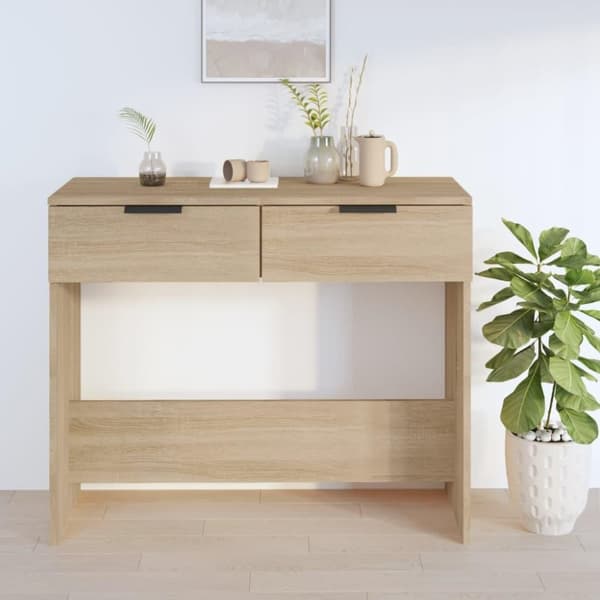 vidaXL konsolbord 90x36x75 cm konstrueret træ sonoma-eg