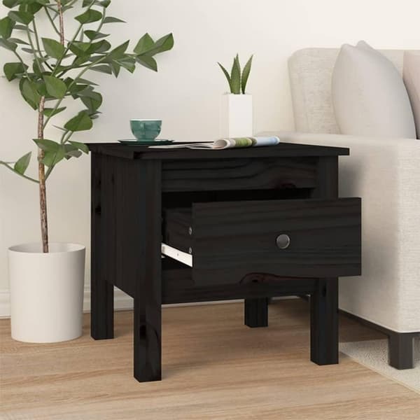 vidaXL sidebord 40x40x39 cm massivt fyrretræ sort