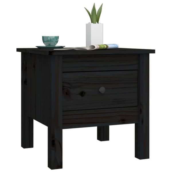 vidaXL sidebord 40x40x39 cm massivt fyrretræ sort