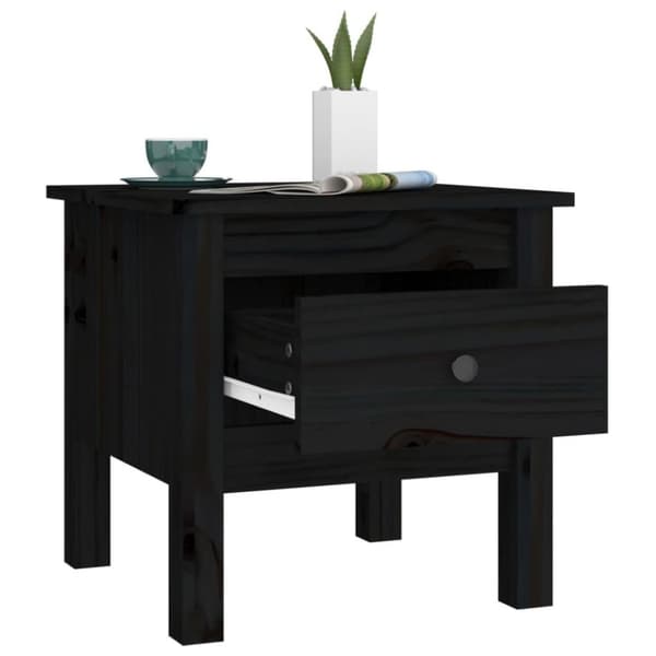 vidaXL sidebord 40x40x39 cm massivt fyrretræ sort