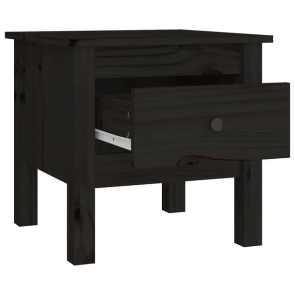 vidaXL sidebord 40x40x39 cm massivt fyrretræ sort