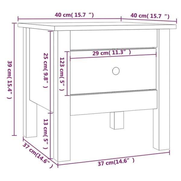 vidaXL sidebord 40x40x39 cm massivt fyrretræ sort