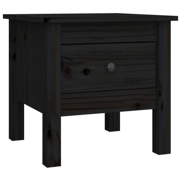 vidaXL sidebord 40x40x39 cm massivt fyrretræ sort