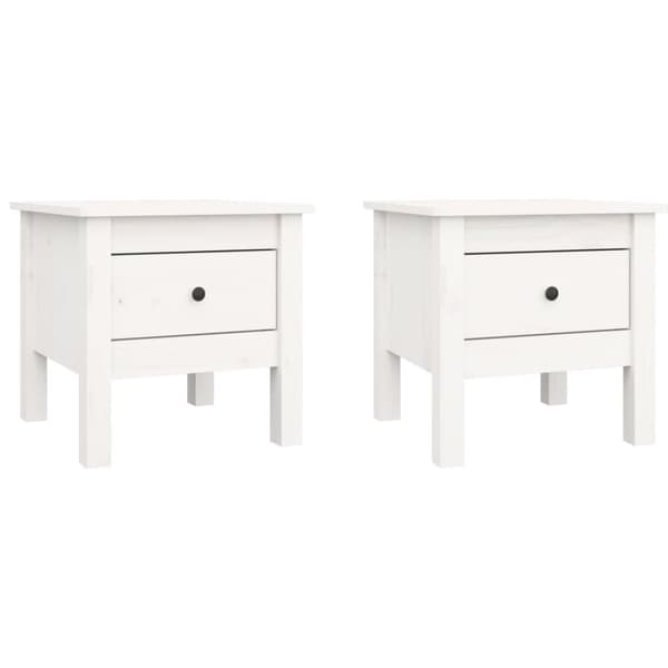 vidaXL sideborde 2 stk. 40x40x39 cm massivt fyrretræ hvid