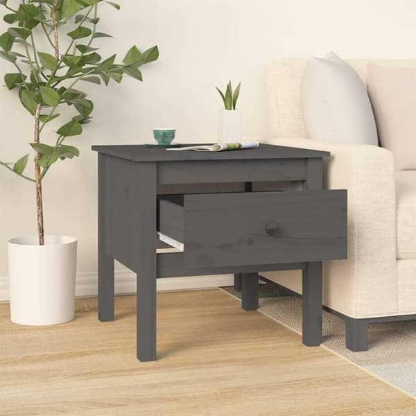 vidaXL Sivupöydät 2 kpl harmaa 50x50x49 cm täysi mänty