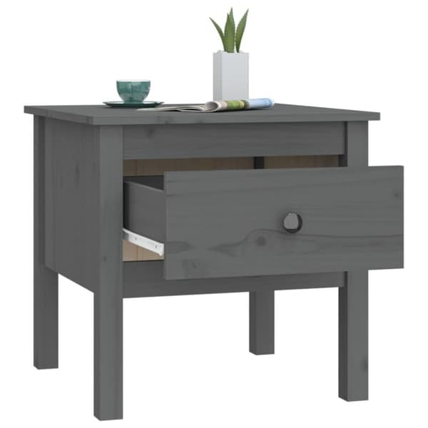 vidaXL Sivupöydät 2 kpl harmaa 50x50x49 cm täysi mänty