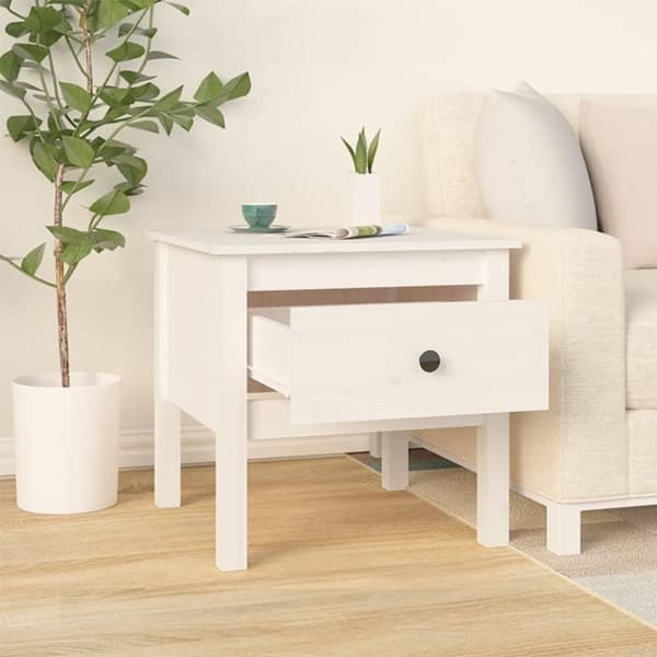 vidaXL Sivupöydät 2 kpl valkoinen 50x50x49 cm täysi mänty