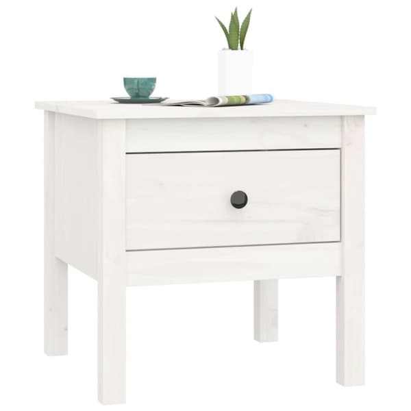 vidaXL sidebord 50x50x49 cm massivt fyrretræ hvid