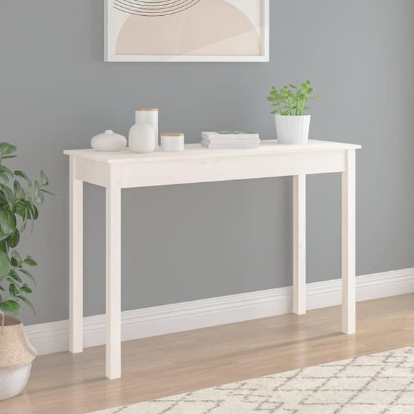 vidaXL konsolbord 110x40x75 cm massivt fyrretræ hvid