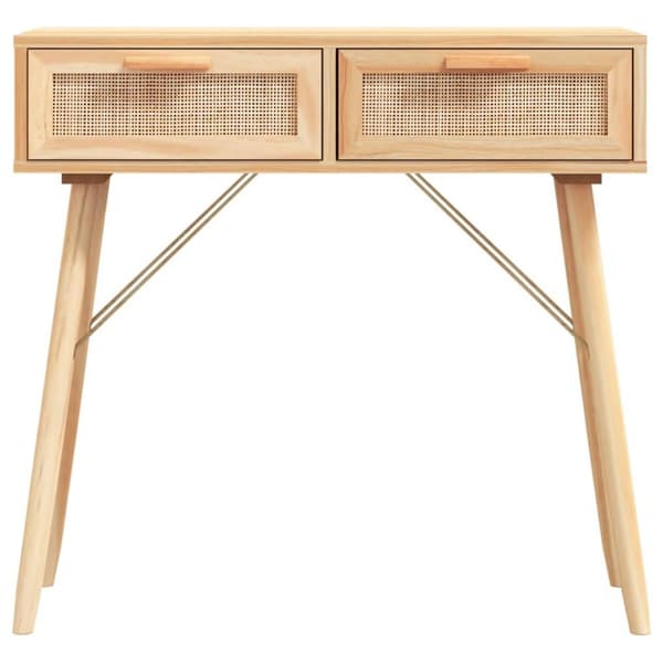 vidaXL konsolbord 80x30x75 cm massivt fyrretræ naturlig rattan brun