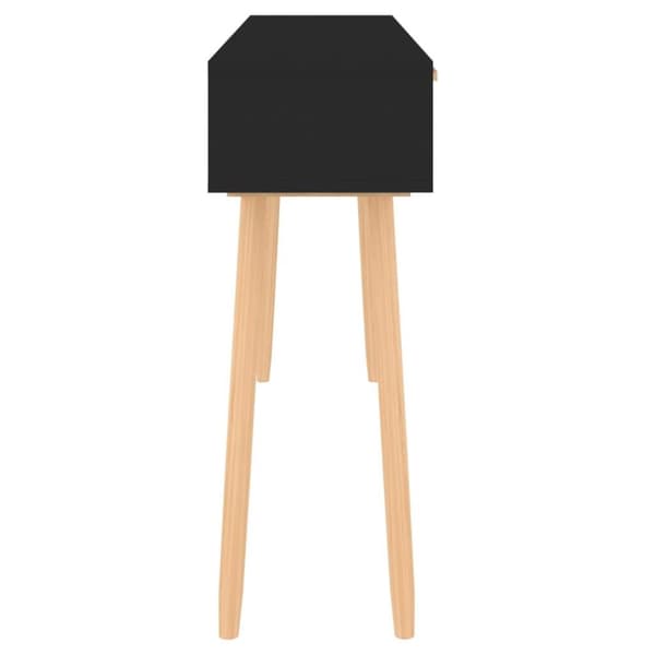 vidaXL Konsolipöytä musta 105x30x75 cm täysi mänty ja rottinki