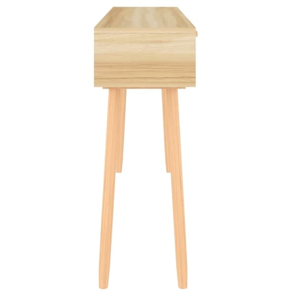 vidaXL konsolbord 105x30x75 cm massivt fyrretræ naturlig rattan brun