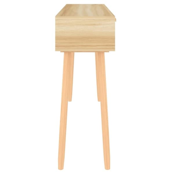 vidaXL konsolbord 105x30x75 cm massivt fyrretræ naturlig rattan brun