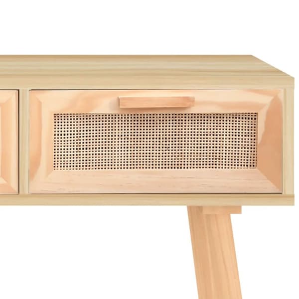 vidaXL konsolbord 105x30x75 cm massivt fyrretræ naturlig rattan brun