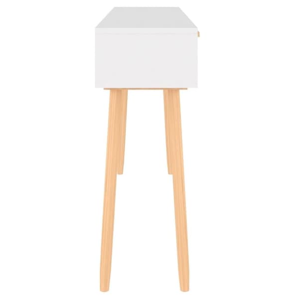 vidaXL konsolbord 105x30x75 cm massivt fyrretræ naturlig rattan hvid