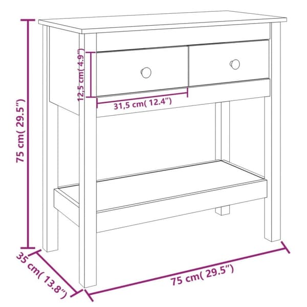 vidaXL Konsolipöytä 75x35x75 cm täysi mänty