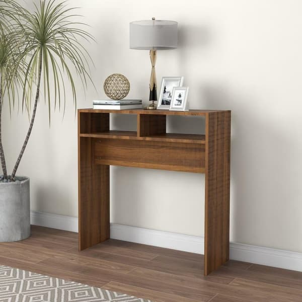 vidaXL konsolbord 78x30x80 cm konstrueret træ brun egetræsfarve