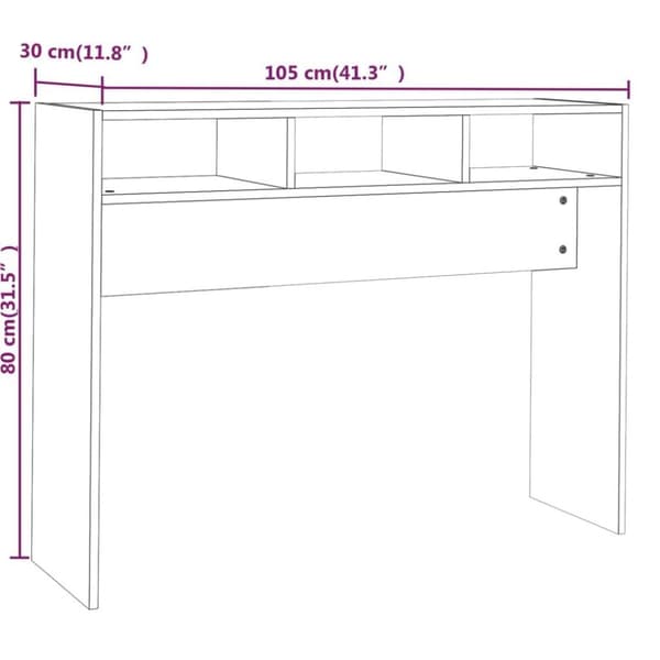 vidaXL Konsolipöytä ruskea tammi 105x30x80 cm tekninen puu