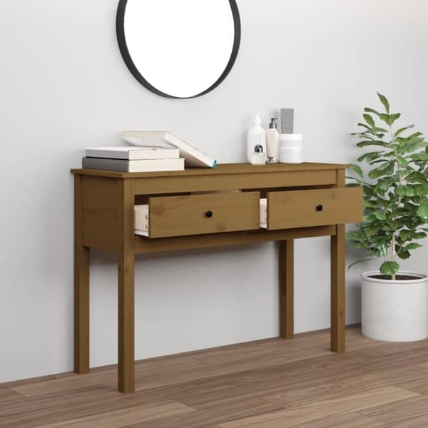 vidaXL konsolbord 100x35x75 cm massivt fyrretræ gyldenbrun