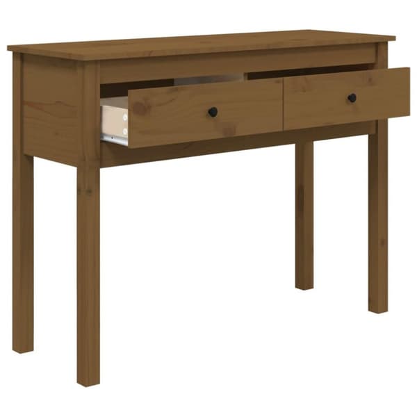 vidaXL konsolbord 100x35x75 cm massivt fyrretræ gyldenbrun