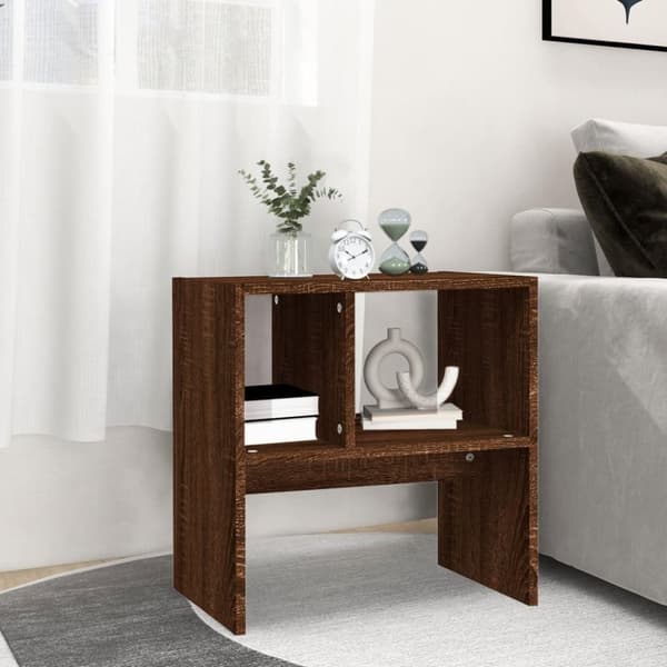 vidaXL sidebord 50x30x50 cm konstrueret træ brun egetræ