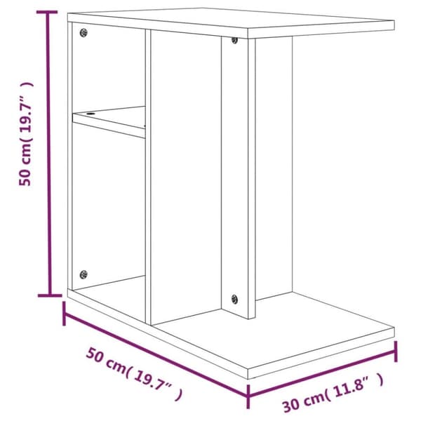 vidaXL sidebord 50x30x50 cm konstrueret træ brun egetræ