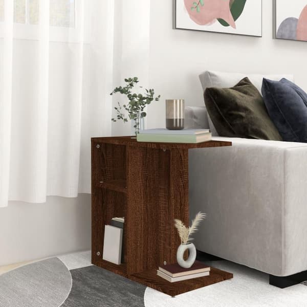 vidaXL sidebord 50x30x50 cm konstrueret træ brun egetræ