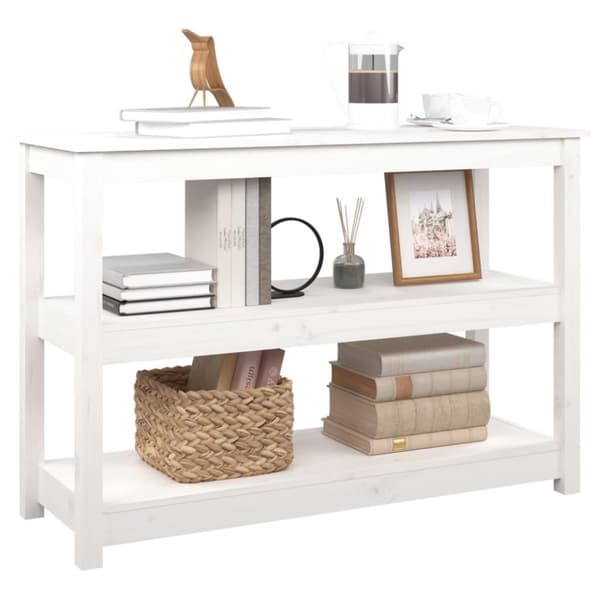 vidaXL konsolbord 110x40x74 cm massivt fyrretræ hvid
