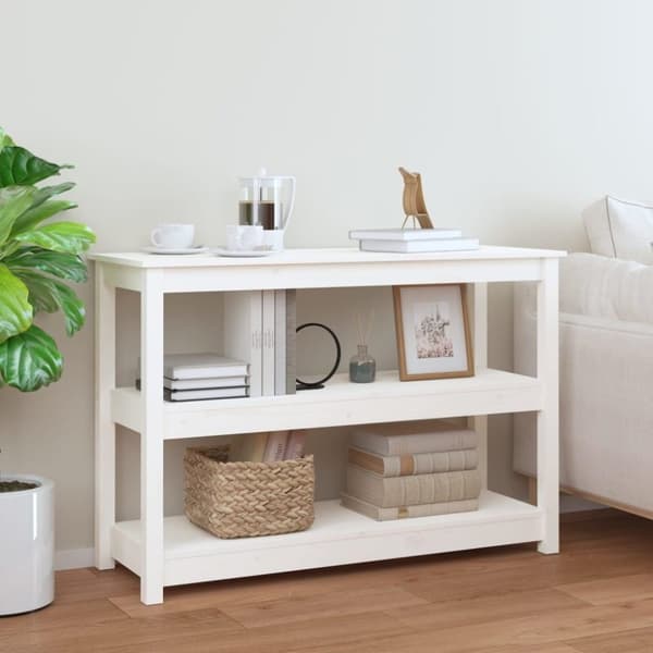 vidaXL konsolbord 110x40x74 cm massivt fyrretræ hvid