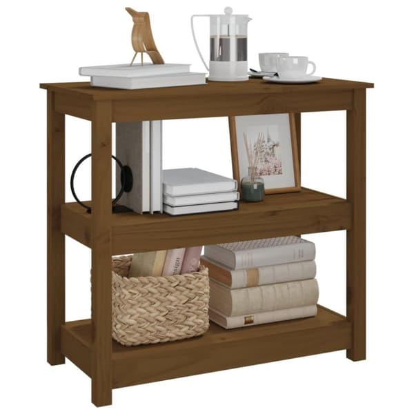 vidaXL konsolbord 80x40x74 cm massivt fyrretræ gyldenbrun