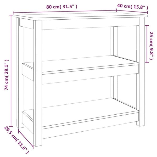 vidaXL konsolbord 80x40x74 cm massivt fyrretræ