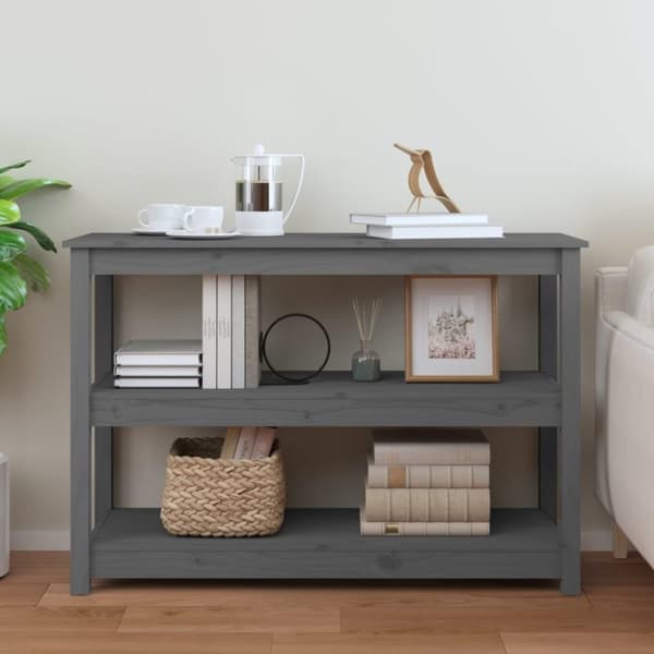 vidaXL Konsolipöytä harmaa 110x40x74 cm täysi mänty