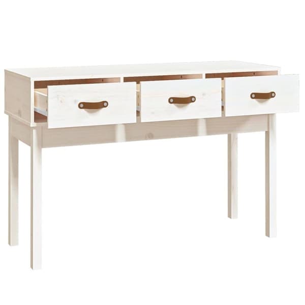 vidaXL konsolbord 114x40x75 cm massivt fyrretræ hvid
